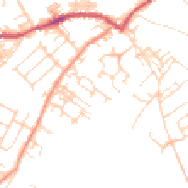 Daytime road noise heatmap for WF9 2FR