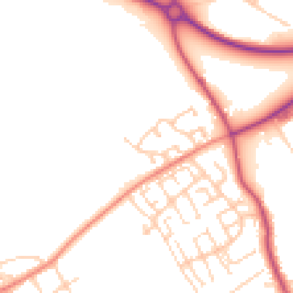 Daytime road noise heatmap for WF9 2NN