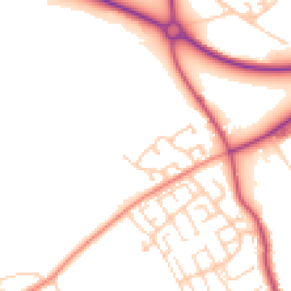 Daytime road noise heatmap for WF9 2NS