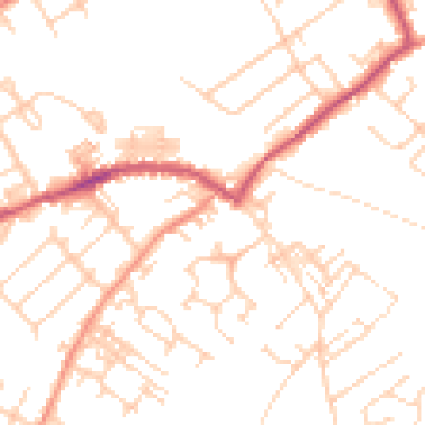Daytime road noise heatmap for WF9 2PZ