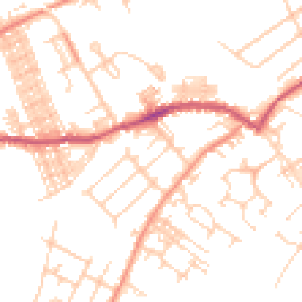 Daytime road noise heatmap for WF9 2QJ