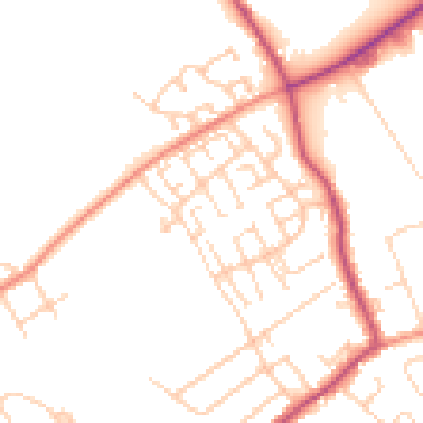 Daytime road noise heatmap for WF9 2TY