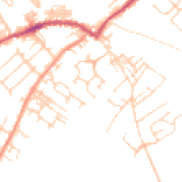 Daytime road noise heatmap for WF9 2WE