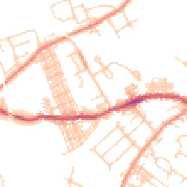 Daytime road noise heatmap for WF9 2XA