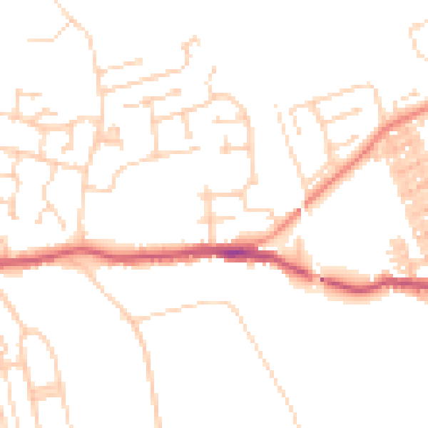 Daytime road noise heatmap for WF9 3AZ