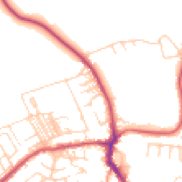 Daytime road noise heatmap for WF9 4AF