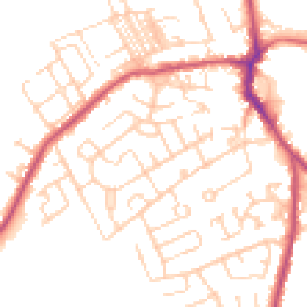 Daytime road noise heatmap for WF9 4EW