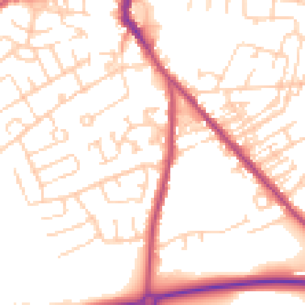 Daytime road noise heatmap for WF9 4FT