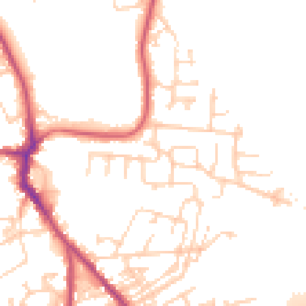 Daytime road noise heatmap for WF9 4HU