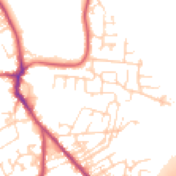Daytime road noise heatmap for WF9 4JE