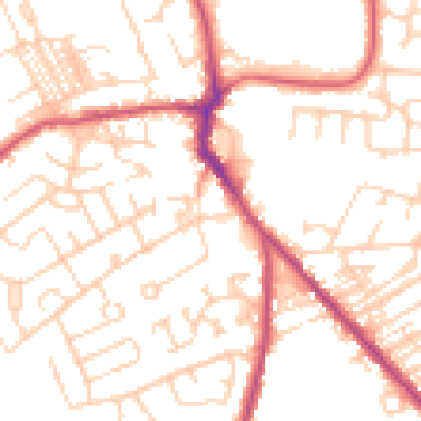 Daytime road noise heatmap for WF9 4NE