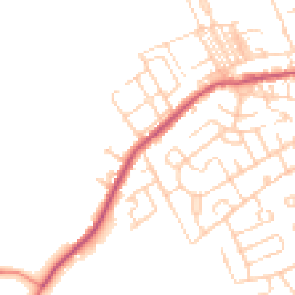 Daytime road noise heatmap for WF9 4NY