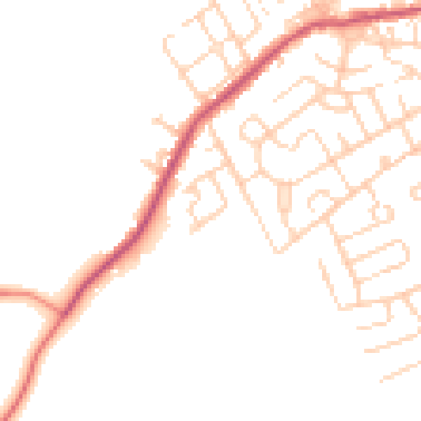 Daytime road noise heatmap for WF9 4PE