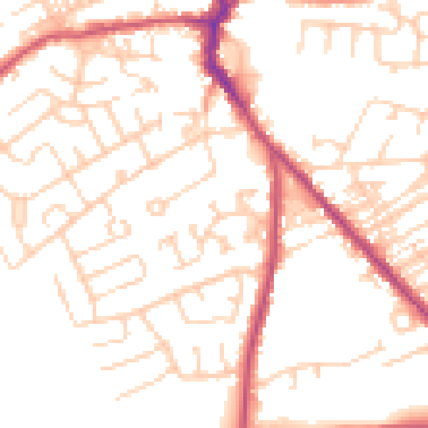 Daytime road noise heatmap for WF9 4RB