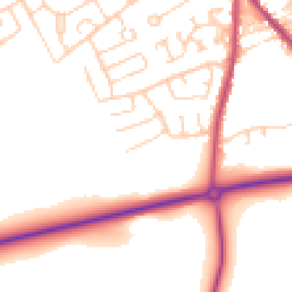 Daytime road noise heatmap for WF9 4RJ