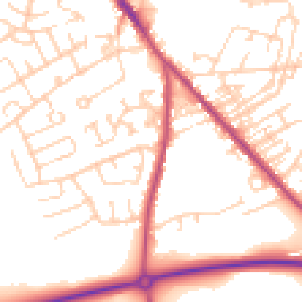 Daytime road noise heatmap for WF9 4RW