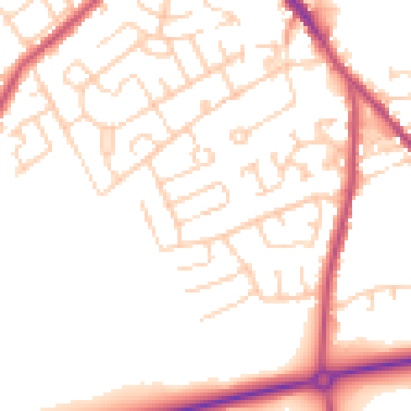 Daytime road noise heatmap for WF9 4SA