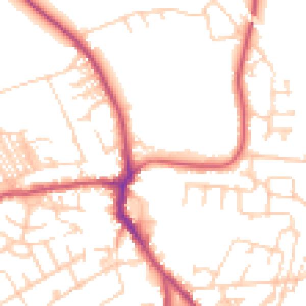 Daytime road noise heatmap for WF9 4SJ