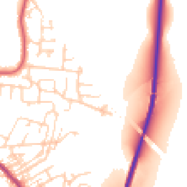 Daytime road noise heatmap for WF9 4SW