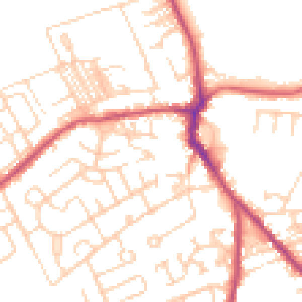 Daytime road noise heatmap for WF9 4TP