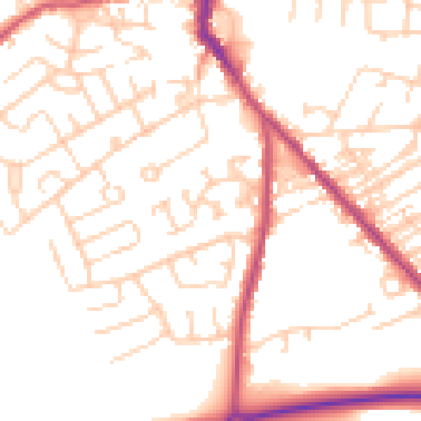 Daytime road noise heatmap for WF9 4TS
