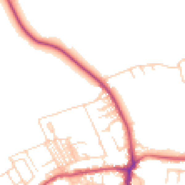 Daytime road noise heatmap for WF9 4TZ