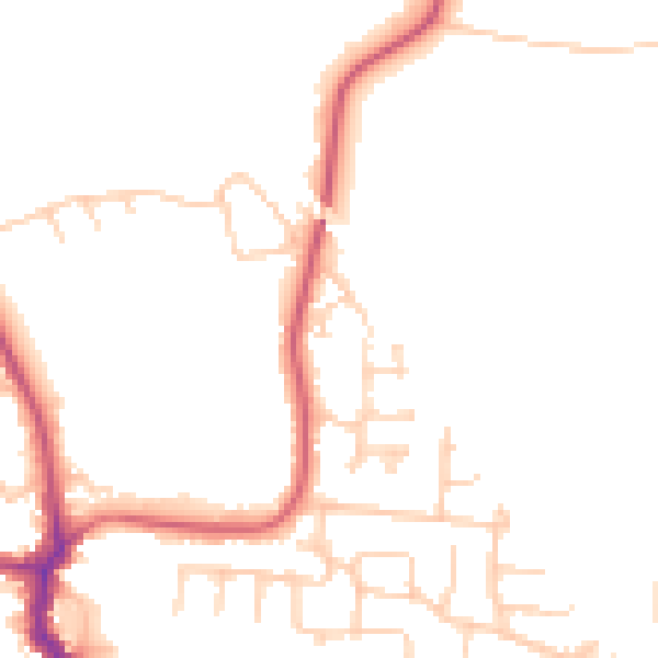 Daytime road noise heatmap for WF9 4UJ