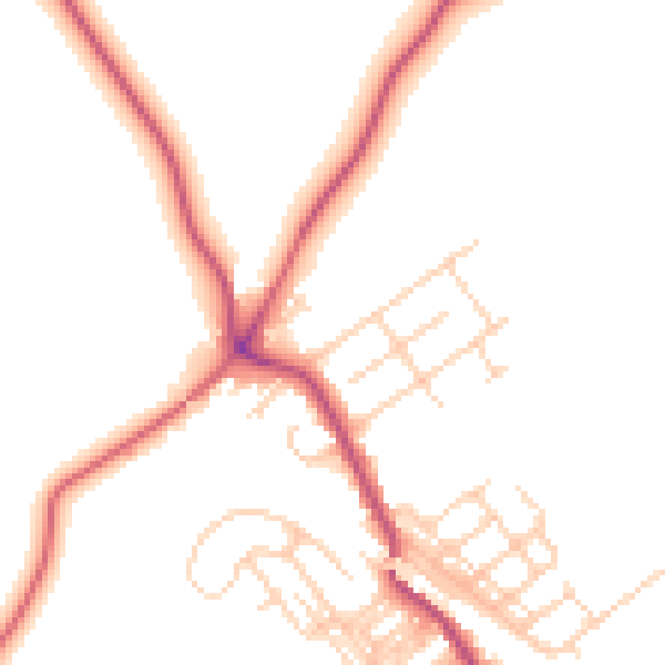 Daytime road noise heatmap for WF9 5AU