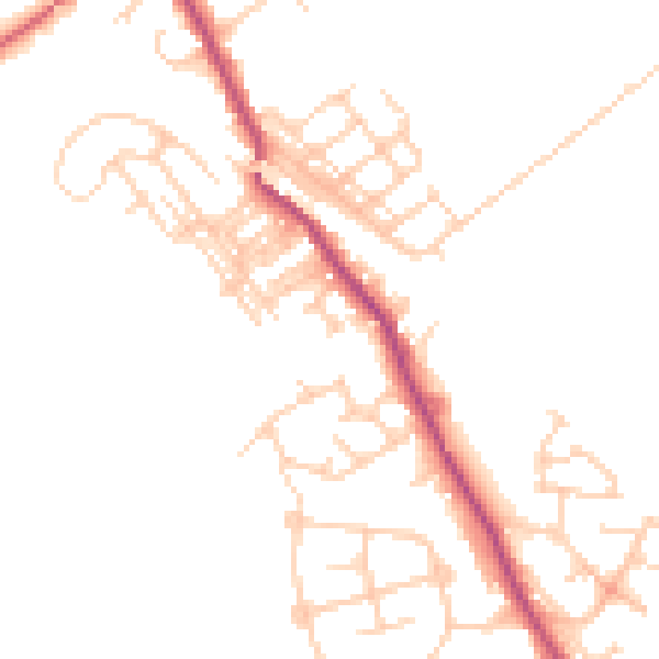 Daytime road noise heatmap for WF9 5BJ