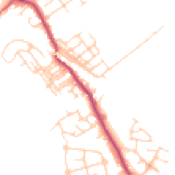 Daytime road noise heatmap for WF9 5BL