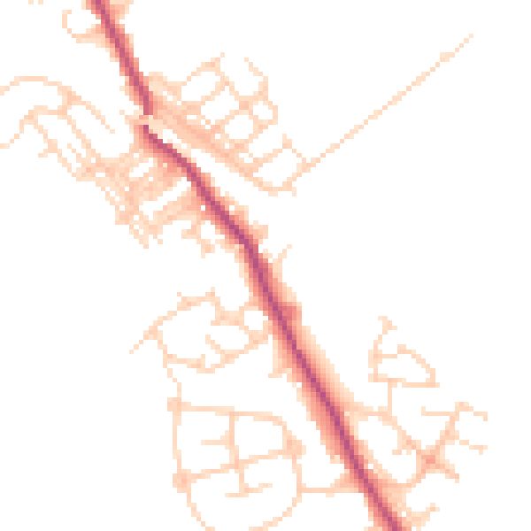 Daytime road noise heatmap for WF9 5BS