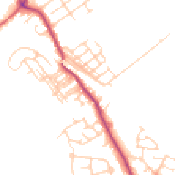 Daytime road noise heatmap for WF9 5BY