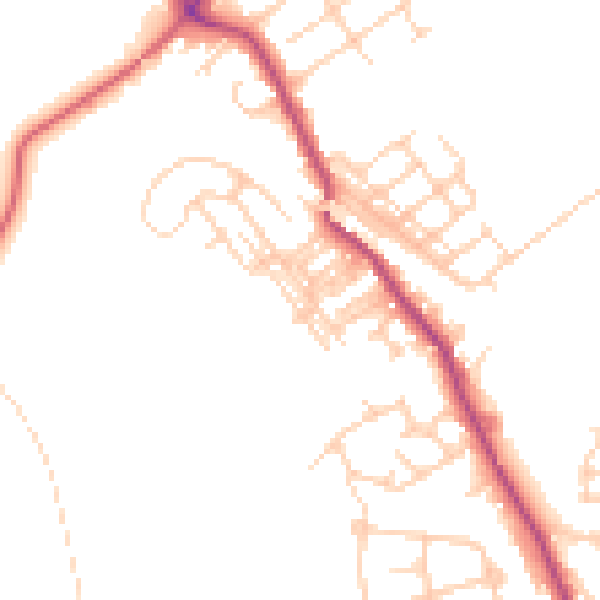 Daytime road noise heatmap for WF9 5DQ