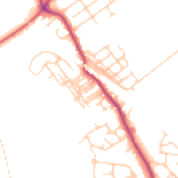 Daytime road noise heatmap for WF9 5DT
