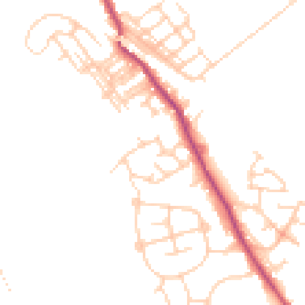 Daytime road noise heatmap for WF9 5DY
