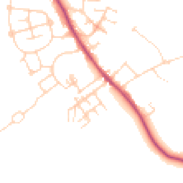 Daytime road noise heatmap for WF9 5EJ