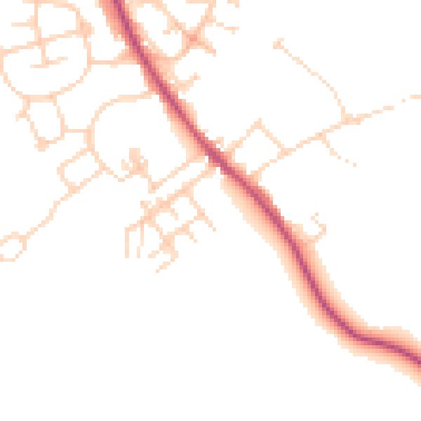 Daytime road noise heatmap for WF9 5EL