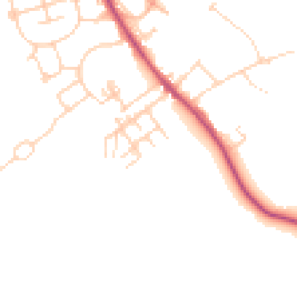 Daytime road noise heatmap for WF9 5EN