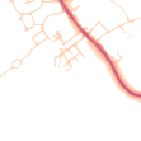 Daytime road noise heatmap for WF9 5EW