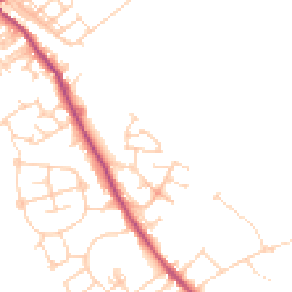 Daytime road noise heatmap for WF9 5FF