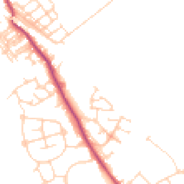 Daytime road noise heatmap for WF9 5FN