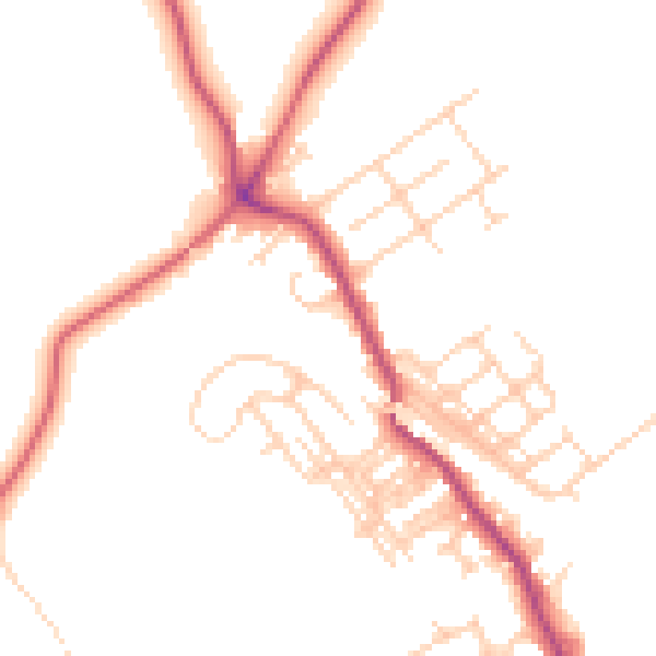 Daytime road noise heatmap for WF9 5FT