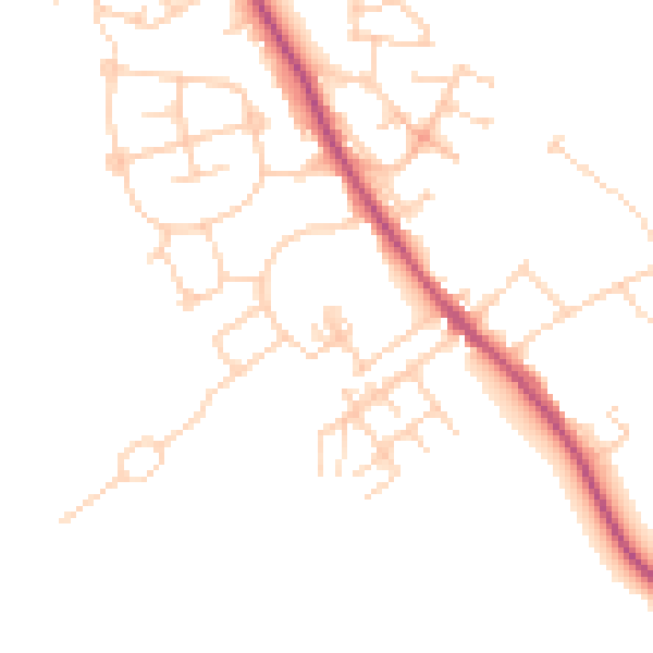 Daytime road noise heatmap for WF9 5HH