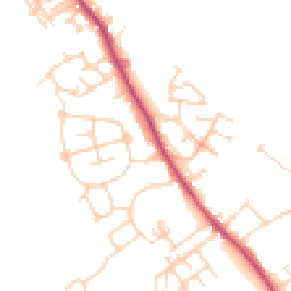 Daytime road noise heatmap for WF9 5JG