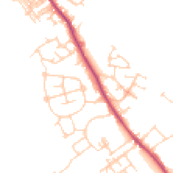 Daytime road noise heatmap for WF9 5JN