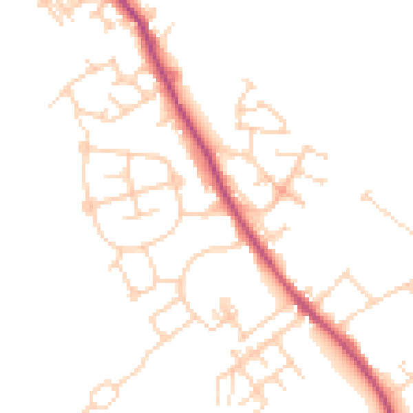 Daytime road noise heatmap for WF9 5JQ