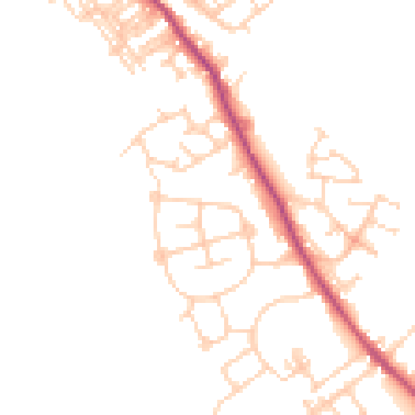 Daytime road noise heatmap for WF9 5JW