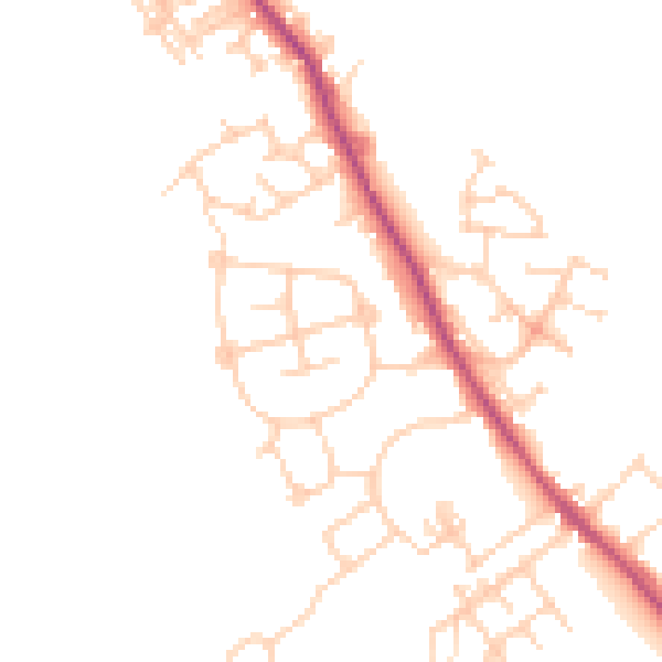 Daytime road noise heatmap for WF9 5JX