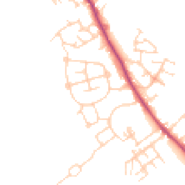 Daytime road noise heatmap for WF9 5JZ