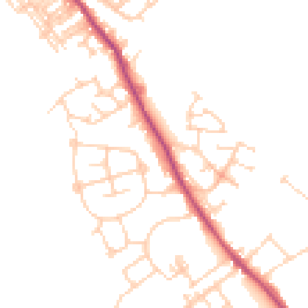 Daytime road noise heatmap for WF9 5LE